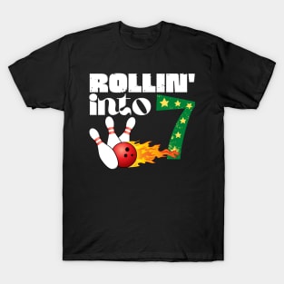 Rolling into 7 Bowling Birthday Gift T-Shirt